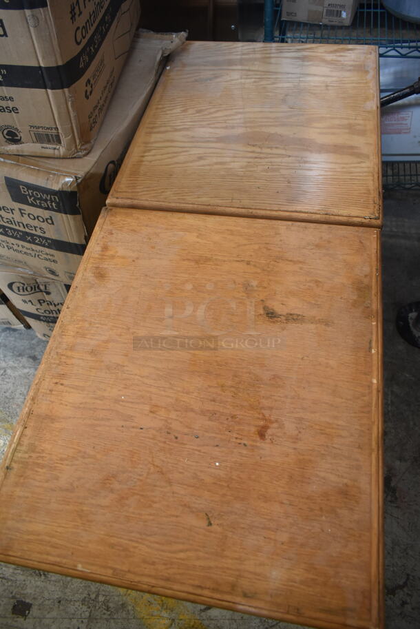 2 Wooden Dining Height Table on Black Finish Metal Table Base. 2 Times Your Bid! - Image 4 of 4