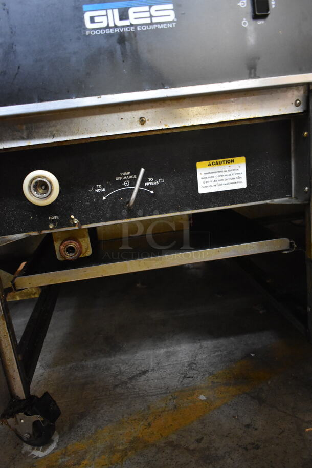 Giles EOF-24 Stainless Steel Commercial Electric Powered 3 Bay Fryer w/ Giles EOF-BIB Dumping Station and 4 Metal Fry Baskets. 480 Volts, 3 Phase. - Image 7 of 9