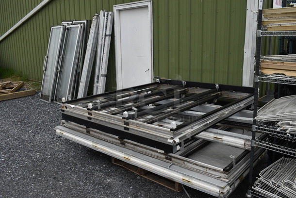 ALL ONE MONEY! Lot of Metal Frame Pieces w/ 14 Glass Doors. Door Frame Measures 70x9x76. - Image 9 of 9