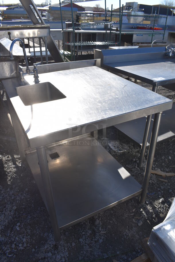 Stainless Steel Table w/ Sink Bay, Faucet, Handles and Under Shelf. 32.5x36.5x36 - Image 3 of 5