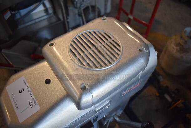 BRAND NEW SCRATCH AND DENT! Galaxy 177GMIX20 Metal Commercial Floor Style 20 Quart Planetary Dough Mixer w/ Stainless Steel Mixing Bowl, Bowl Guard, Dough Hook, Balloon Whisk and Paddle Attachments. Missing Fan Back Cover. 110 Volts, 1 Phase. 15x20x33. Tested and Working! - Image 6 of 11