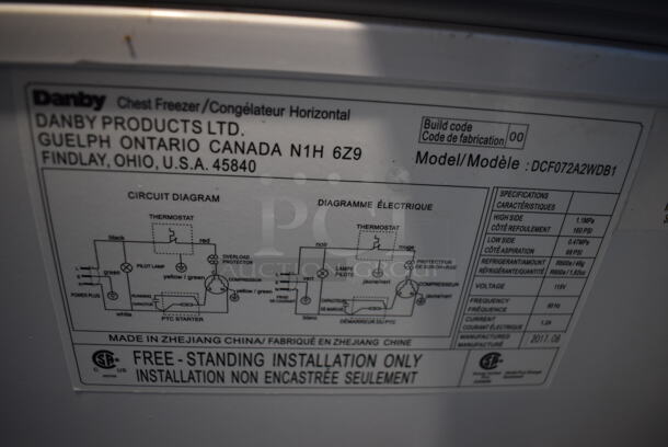 Danby DCF072A2WDB1 Metal Chest Freezer. 115 Volts, 1 Phase. 40x22x33. Tested and Working! - Image 6 of 6
