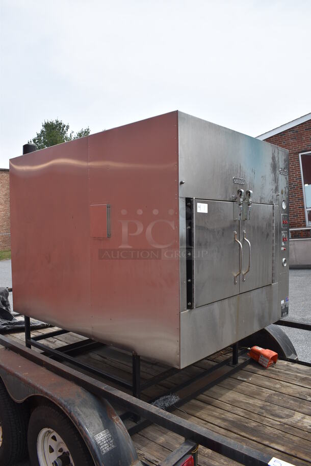 Ole Hickory EL Stainless Steel Commercial Floor Style Propane Gas Powered Rotating Rotisserie Smoker Oven. 65,000 BTU. Unit Will Be Removed From The Trailer Unless The Same Bidder Wins Both Lots 4 and 5.  - Image 2 of 12