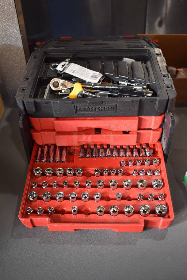 Craftsman Black and Red Poly Tool Box w/ Contents.  - Image 6 of 6