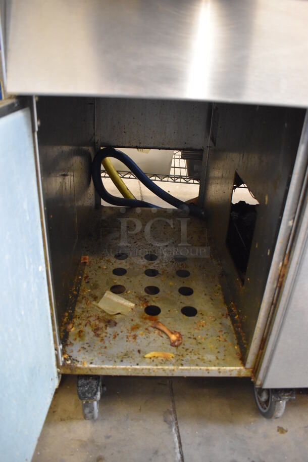 Imperial IFSCB250T Stainless Steel Commercial Natural Gas Powered 2 Bay Deep Fat Fryer w/ Left Side Dumping Station and 4 Metal Fry Baskets on Commercial Casters. 280,000 BTU. 46.5x33.5x51.5 - Image 8 of 12