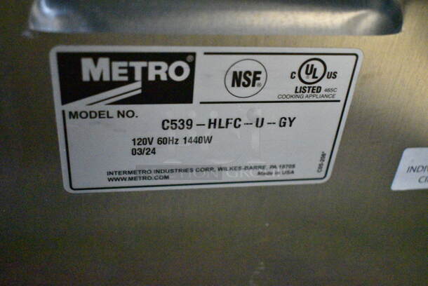 BRAND NEW SCRATCH AND DENT! 2024 Metro C539-HLFC-U-GY Metal Commercial Single Door Heated Holding Cabinet on Commercial Casters. 120 Volts, 1 Phase. Tested and Working! - Image 7 of 7