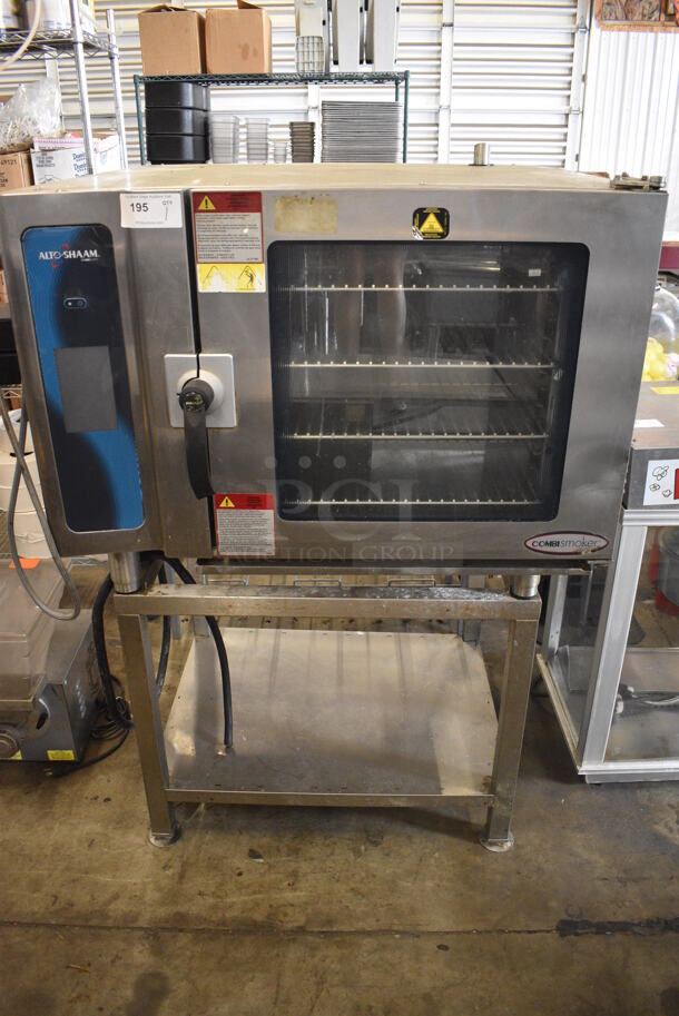 2014 Alto Shaam Model 7.14 ES Stainless Steel Commercial Electric Powered Combitherm Convection Oven w/ View Through Door and Metal Oven Racks on Equipment Stand. 208-240 Volts, 3 Phase. 45x44x61 - Image 1 of 9