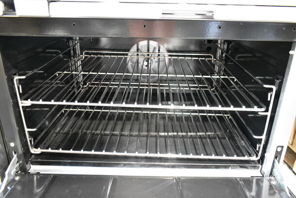 BRAND NEW SCRATCH AND DENT! Cooking Performance Group CPG 351CC60N Stainless Steel Commercial Natural Gas 10 Burner 60" Range with 2 Convection Ovens, Over Shelf and Back Splash. 360,000 BTU - Image 5 of 11