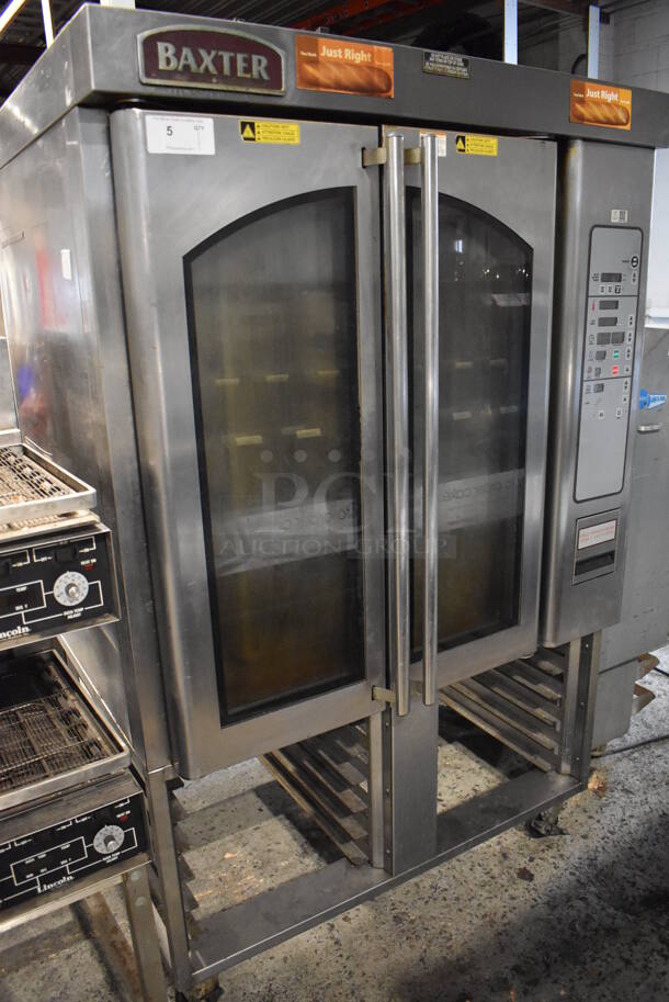 Baxter OV310E Stainless Steel Commercial Floor Style Electric Powered Mini Rotating Rack Oven w/ Pan Rack on Commercial Casters. 208 Volts, 3 Phase. 48x36x75 - Image 1 of 11