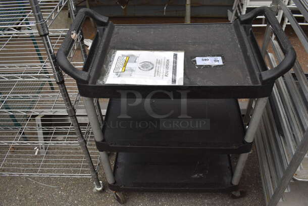 Black Poly 3 Tier Cart on Commercial Casters