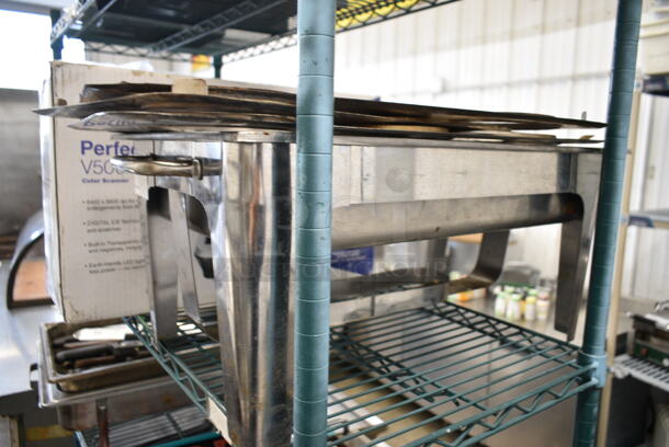 ALL ONE MONEY! Lot of Metal Chafing Dish Frame, Drop In and Various Adapters. - Image 2 of 3