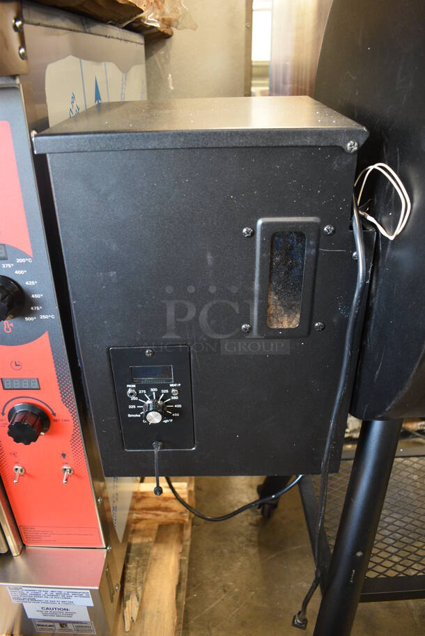 Backyard Pro PL2030 Metal Floor Style Outdoor Portable Wood-Fire Pellet Grill and Smoker Grill on Commercial Casters. Used a Few Times at Trade Show. 54x24x45. Tested and Working! - Image 7 of 10