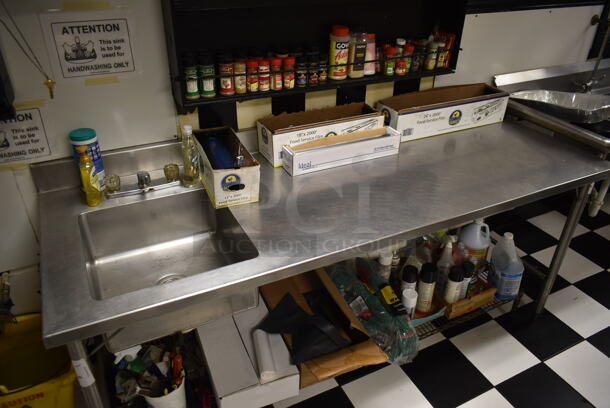 Stainless Steel Commercial Table w/ Sink Bay, Faucet and Handles. Does Not Include Contents. BUYER MUST REMOVE. (kitchen) - Image 2 of 7