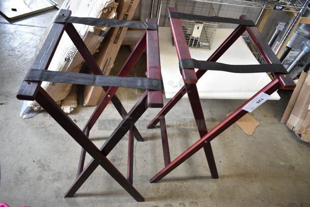 2 BRAND NEW SCRATCH AND DENT! Wooden Serving Tray Stands. 2 Times Your Bid! - Image 2 of 4