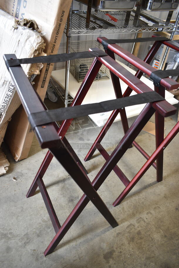 2 BRAND NEW SCRATCH AND DENT! Wooden Serving Tray Stands. 2 Times Your Bid! - Image 4 of 4