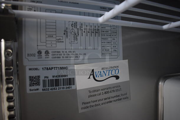 BRAND NEW SCRATCH AND DENT! Avantco Model 178APT71MHC Stainless Steel Commercial Sandwich Salad Prep Table Bain Marie Mega Top on Commercial Casters. 115 Volts, 1 Phase. 70x35x46.5. Tested and Working! - Image 10 of 11