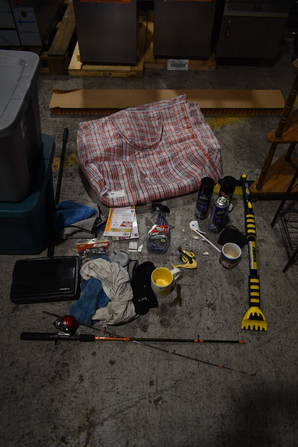 ALL ONE MONEY! Lot of Various Items Including Fishing Rod and Scraper - Image 1 of 6