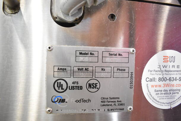 Fresh N Squeeze POS-1 Stainless Steel Commercial Floor Style Automatic Citrus Juicer on Commercial Casters. Missing Pieces. 120 Volts, 1 Phase. Tested and Working! - Image 10 of 10