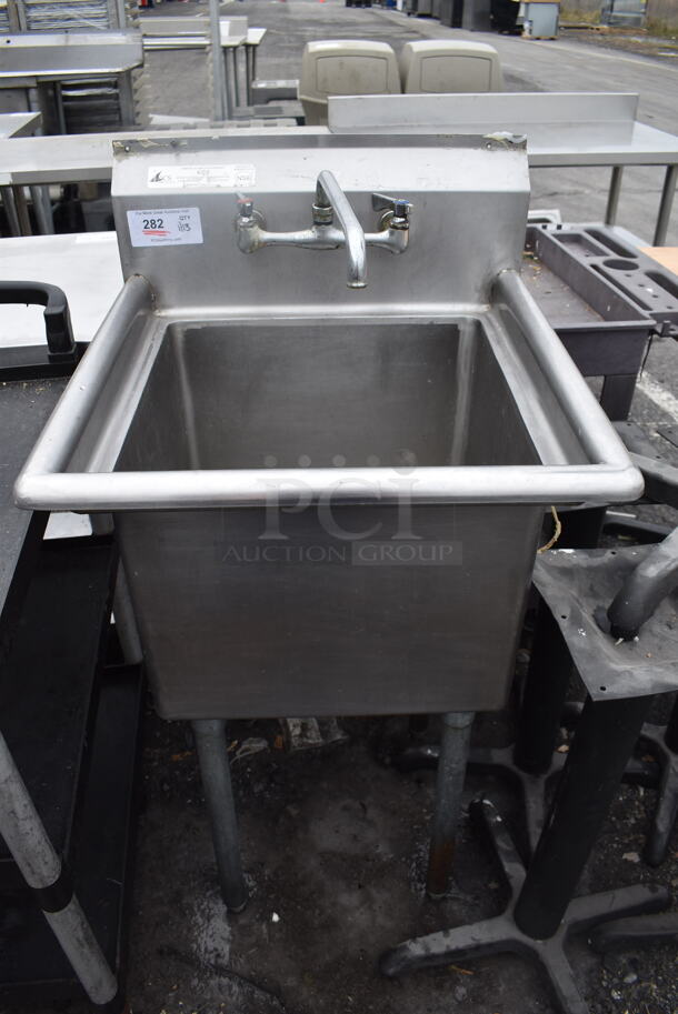 Stainless Steel Commercial Single Bay Sink w/ Faucet and Handles. 23x24x47