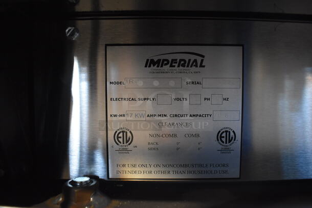 BRAND NEW SCRATCH AND DENT! Imperial IR-6-E Stainless Steel Commercial Electric Powered 6 Burner Hot Plate Range w/ Oven, Over Shelf and Back Splash. 240 Volts, 1 Phase. 36x31x55 - Image 10 of 11