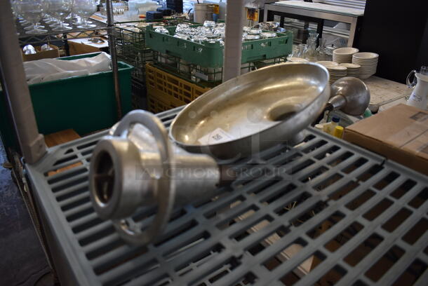 Metal Commercial Meat Grinder w/ Tray.  - Image 4 of 4