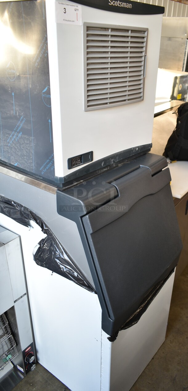 BRAND NEW SCRATCH AND DENT! 2024 Scotsman NS0422A-1B Prodigy Plus Series 22" Nugget Ice Machine - 420 lb. on 2024 Scotsman B322S Ice Storage Bin 370 lb. Stainless Steel Exterior. 115 Volts, 1 Phase.  - Image 2 of 11