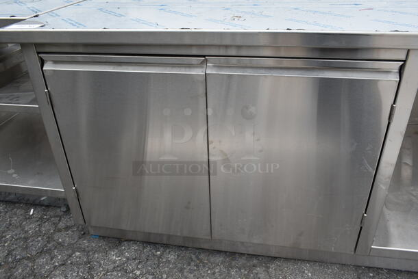 BRAND NEW SCRATCH AND DENT! Stainless Steel Commercial Counter w/ 2 Doors and Back Splash. - Image 4 of 7