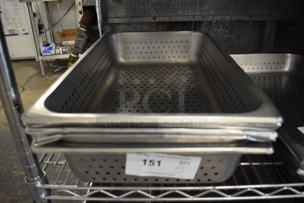 5 Perforated Stainless Steel Full Size Drop In Bins. 1/1x4. 5 Times Your Bid!