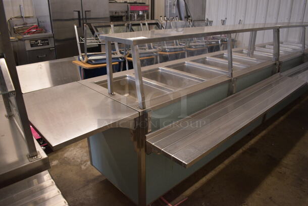 Vollrath 37050-2494-CNB Stainless Steel Commercial Electric Powered 5 Well Steam Table w/ Sneeze Guard and Tray Slide on Commercial Casters. 208 Volts, 1 Phase. 92x45x48 - Image 1 of 6