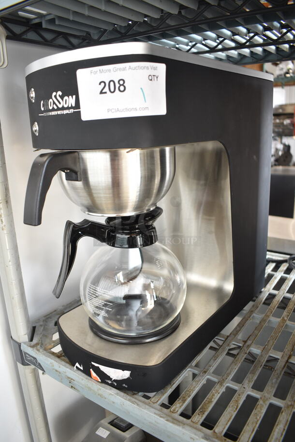 BRAND NEW SCRATCH AND DENT! 2023 Crosson CB-GD2 Stainless Steel Countertop Coffee Machine w/ Coffee Pot and Metal Brew Basket. 120 Volts 1 Phase.  - Image 3 of 8