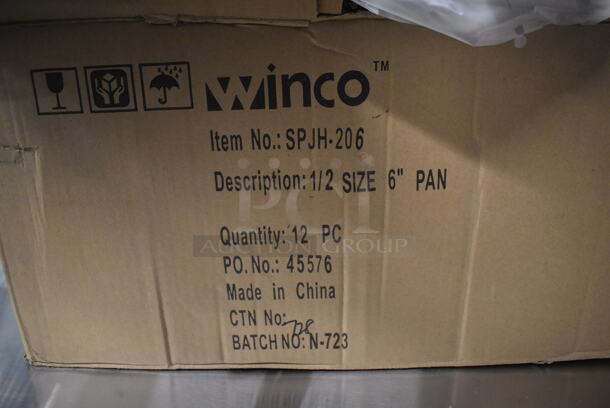 12 BRAND NEW IN BOX! Winco SPJH-206 Stainless Steel 1/2 Size Drop In Bins. 1/2x6. 12 Times Your Bid! - Image 4 of 4