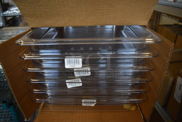 ALL ONE MONEY! Lot of 18 BRAND NEW IN BOX! Cambro 22CW135 Clear Poly 1/2 Size Drop In Bins. 1/2x2