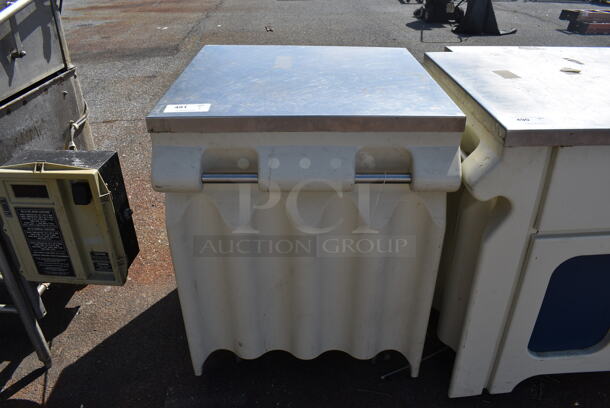 Galley Stainless Steel Portable Table on Commercial Casters. 31x28x36