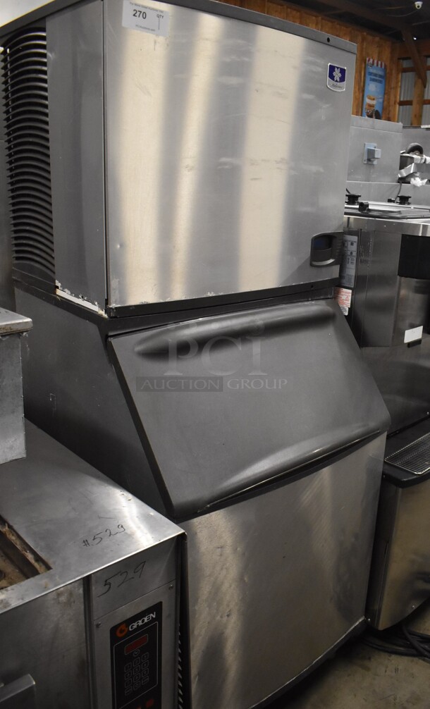 2012 Manitowoc IY0854A-261 Stainless Steel Commercial Ice Machine Head on Commercial Ice Bin. 208-230 Volts, 1 Phase. 31x34x77 - Image 1 of 5