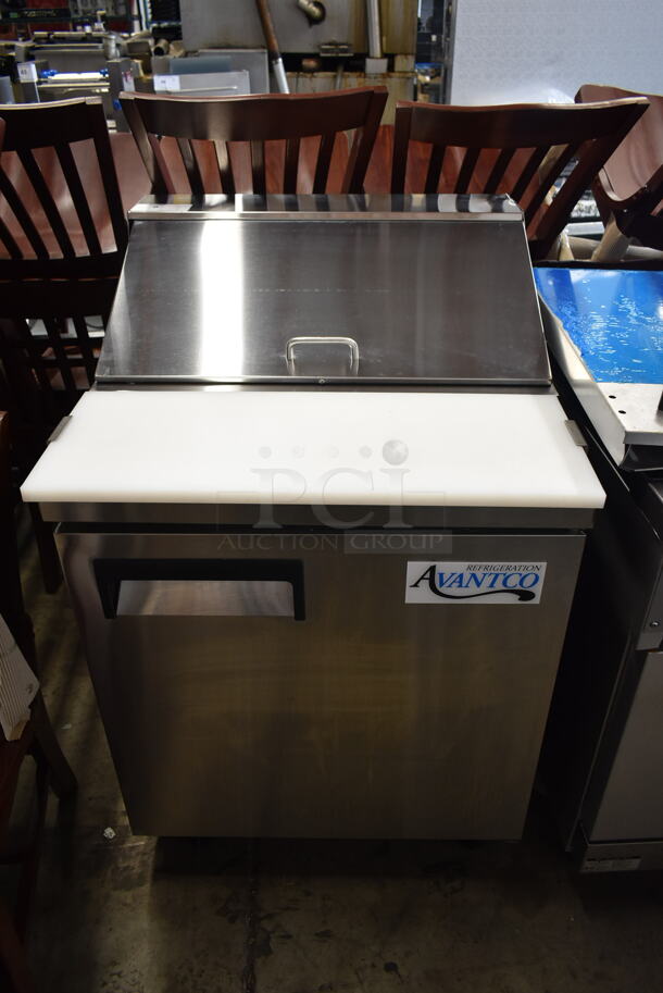 BRAND NEW SCRATCH AND DENT! 2023 Avantco 178APT27HC Stainless Steel Commercial Sandwich Salad Prep Table Bain Marie Mega Top on Commercial Casters. 115 Volts, 1 Phase. Tested and Working! - Image 1 of 8