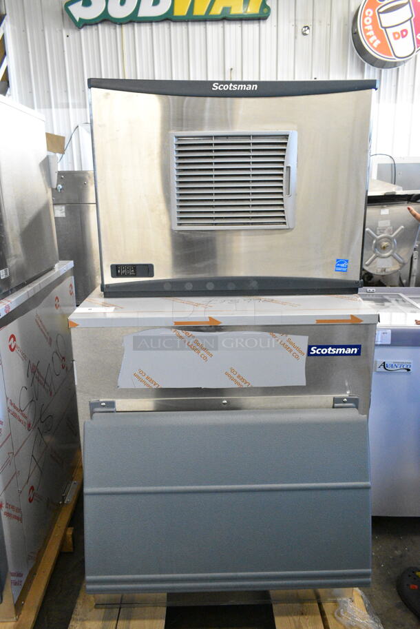 2017 Scotsman C0530MA-1E Stainless Steel Ice Head on BRAND NEW! 2022 Scotsman ICS730-A Ice Bin. 115 Volts, 1 Phase.  - Image 1 of 7