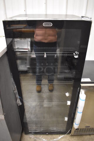 BRAND NEW SCRATCH AND DENT! Whynter FWC-1201BB Metal Commercial Single Door Reach In Wine Chiller Merchandiser. 110 Volts, 1 Phase. 23.5x22.5x55. Tested and Working!