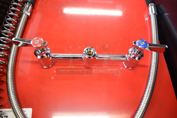 BRAND NEW SCRATCH AND DENT! Lot of Regency 600PRA Pre-Rinse Add-On Faucet Base, Handles and Spray Nozzle Attachment.  - Image 7 of 8