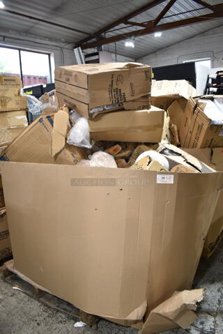 PALLET LOT of 15 BRAND NEW Boxes Including Dart 50HT1 5" x 5" x 3" White Foam Hinged Lid Container - 500/Case, 612509L 9" Round Foil-Laminated Board Lid, 500CC32P Choice Clear PET Plastic Cold Cup - 32 oz. - 500/Case, 5342CD Dixie PerfecTouch Insulated Paper Hot Cup 12 oz. - 1000/Case, 612SL47MED ChoiceHD Smoothwall Silver Medium Oblong Foil Entree / Take-Out Pan with Dome Lid 47.4 oz. - 50/Case. 15 Times Your Bid! 