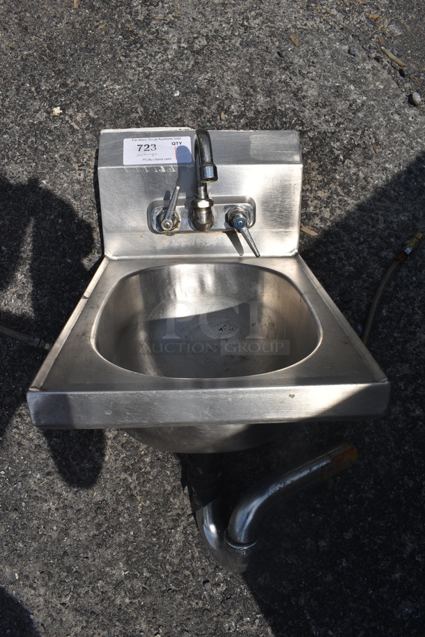 Stainless Steel Commercial Single Bay Wall Mount Sink w/ Faucet and Handles. 12x18x24