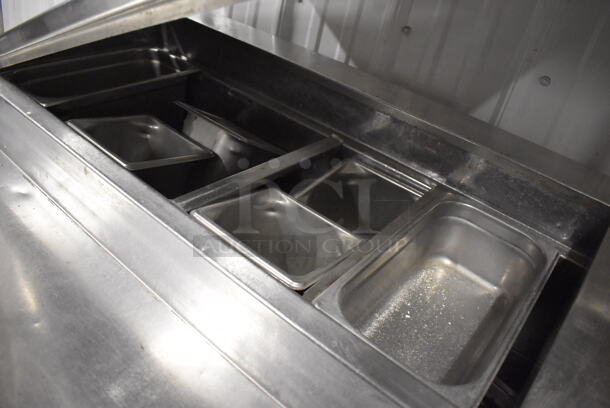 Randell 8383N Stainless Steel Commercial Prep Table w/ Drop In Bins and 2 Over Shelves on Commercial Casters. 115 Volts, 1 Phase. 83x33x73. Tested and Working! - Image 4 of 10