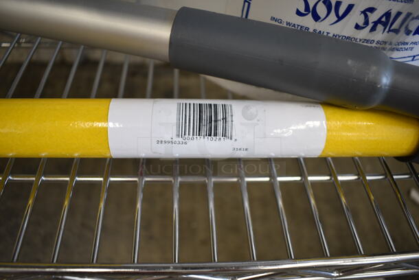 ALL ONE MONEY! Two Tier Lot of Various BRAND NEW SCRATCH AND DENT! Items Including 105RR17016 Point Plus 3" x 90' Carbonless 2-Ply Cash Register POS Paper Roll Tape - 50/Case, Poly Buckets, Metal Tray - Image 9 of 10