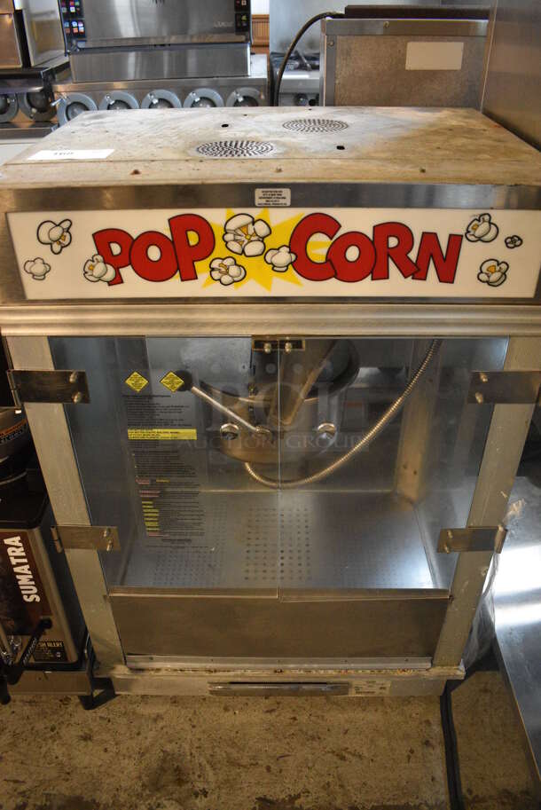 Gold Medal Model 2001ST Metal Commercial Countertop Popcorn Machine Merchandiser. 120 Volts, 1 Phase. 28x21x40.5. Cannot Test Due To Plug Style