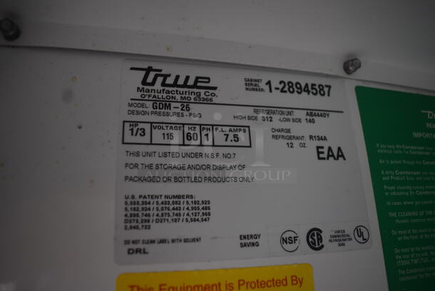 True GDM-26 One Door Merchandiser Cooler With Polycoated Shelves, White. 115V, 1 Phase. Tested and Does Not Power On - Image 5 of 5