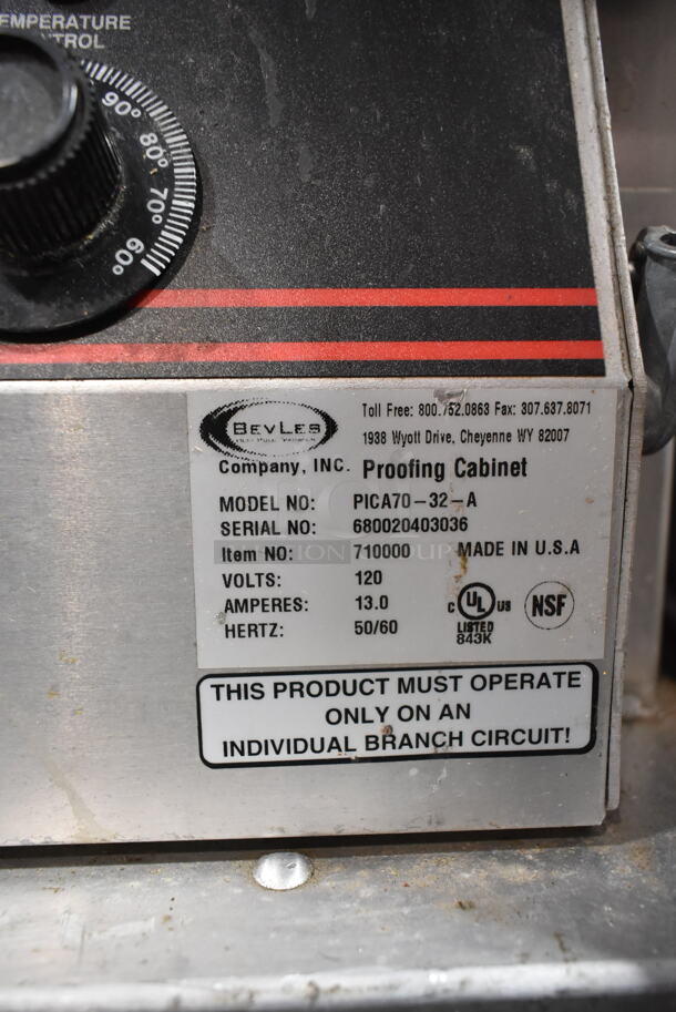 BevLes PICA70-32-A Metal Commercial Proofing Cabinet on Commercial Casters. 120 Volts, 1 Phase. Tested and Powers On But Does Not Get Warm - Image 6 of 6