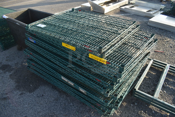 ALL ONE MONEY! Lot of 23 Various Metro Green Finish Wire Shelves. Includes 36x30x1.5
