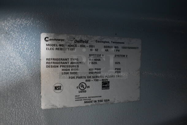 Delfield Model 406CA-DHL-DD1 Stainless Steel Commercial Single Door Undercounter Cooler on Commercial Casters. 115 Volts, 1 Phase. 27.5x28x32. Tested and Working! - Image 5 of 5