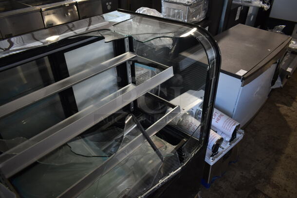 BRAND NEW SCRATCH AND DENT! Avantco 193BC72HCB Metal Commercial 72" Curved Glass Black Refrigerated Bakery Display Case Merchandiser. See Pictures For Broken Glass. 110-120 Volts, 1 Phase. Tested and Powers On But Does Not Get Cold - Image 6 of 7