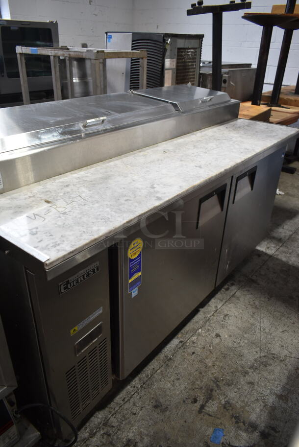 Everest EPPR2 Stainless Steel Commercial Pizza Prep Table w/ Oversized Stone Cutting Board on Commercial Casters. 115 Volts, 1 Phase. Tested and Working! - Image 2 of 8