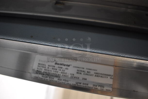 2010 Delfield 4472N-30M-AS Stainless Steel Commercial Prep Table w/ 3 Lids on Commercial Casters. 115 Volts, 1 Phase. 72x35.5x36. Tested and Working! - Image 9 of 9